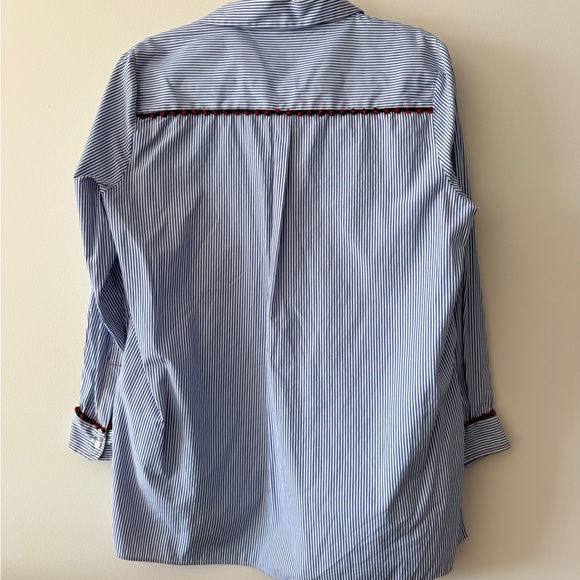 Zara Blue and White Striped Shirt with Red Detail - Picture 8 of 8
